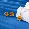 image:imageEVEVIC Lotus Flower Necklace Earrings Set for Women 14K Gold Plated Hypoallergenic Jewelry SetsYellow Rose Goldtone