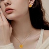 image:imageEVEVIC Lotus Flower Necklace Earrings Set for Women 14K Gold Plated Hypoallergenic Jewelry SetsYellow Rose Goldtone