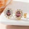 image:imageEVEVIC Oval Austrian Crystal Halo Stud Earrings for Women  14K GoldPlatedOval Austrian Crystal with Zircon HaloButterfly Back SecureGift Box IncludedFor Daily and Evening EventsAntique Pink