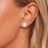 image:imageEVEVIC Oval Austrian Crystal Halo Stud Earrings for Women  14K GoldPlatedOval Austrian Crystal with Zircon HaloButterfly Back SecureGift Box IncludedFor Daily and Evening EventsWhite Clear