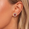 image:imageEVEVIC Oval Austrian Crystal Halo Stud Earrings for Women  14K GoldPlatedOval Austrian Crystal with Zircon HaloButterfly Back SecureGift Box IncludedFor Daily and Evening EventsRed
