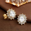 image:imageEVEVIC Oval Austrian Crystal Halo Stud Earrings for Women  14K GoldPlatedOval Austrian Crystal with Zircon HaloButterfly Back SecureGift Box IncludedFor Daily and Evening EventsWhite Clear