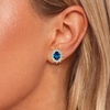 image:imageEVEVIC Oval Austrian Crystal Halo Stud Earrings for Women  14K GoldPlatedOval Austrian Crystal with Zircon HaloButterfly Back SecureGift Box IncludedFor Daily and Evening EventsDark Blue