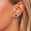 image:imageEVEVIC Oval Austrian Crystal Halo Stud Earrings for Women  14K GoldPlatedOval Austrian Crystal with Zircon HaloButterfly Back SecureGift Box IncludedFor Daily and Evening EventsEmerald Green