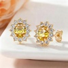 image:imageEVEVIC Oval Austrian Crystal Halo Stud Earrings for Women  14K GoldPlatedOval Austrian Crystal with Zircon HaloButterfly Back SecureGift Box IncludedFor Daily and Evening EventsCitrine