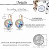 image:imageEVEVIC Round Austrian Crystal Halo Drop Leverback Earrings for Women  14K GoldPlated Brass Brilliant Faceted Center Sparkling CZ Border Secure EasyOn Closure GiftReady PackagingAurora Borealis