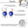 image:imageEVEVIC Round Austrian Crystal Halo Drop Leverback Earrings for Women  14K GoldPlated Brass Brilliant Faceted Center Sparkling CZ Border Secure EasyOn Closure GiftReady PackagingBlue
