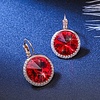 image:imageEVEVIC Round Austrian Crystal Halo Drop Leverback Earrings for Women  14K GoldPlated Brass Brilliant Faceted Center Sparkling CZ Border Secure EasyOn Closure GiftReady PackagingRed