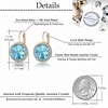 image:imageEVEVIC Round Austrian Crystal Halo Drop Leverback Earrings for Women  14K GoldPlated Brass Brilliant Faceted Center Sparkling CZ Border Secure EasyOn Closure GiftReady PackagingAquamarine