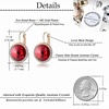 image:imageEVEVIC Round Austrian Crystal Halo Drop Leverback Earrings for Women  14K GoldPlated Brass Brilliant Faceted Center Sparkling CZ Border Secure EasyOn Closure GiftReady PackagingRed