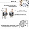 image:imageEVEVIC Round Austrian Crystal Halo Drop Leverback Earrings for Women  14K GoldPlated Brass Brilliant Faceted Center Sparkling CZ Border Secure EasyOn Closure GiftReady PackagingGreyBlack