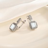 image:imageEVEVIC Square Austrian Crystal Earrings Halo Leverback Drop 14k White Gold Plated Earrings for Women Hypoallergenic Jewelry GiftWhite
