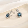 image:imageEVEVIC Square Austrian Crystal Earrings Halo Leverback Drop 14k White Gold Plated Earrings for Women Hypoallergenic Jewelry Giftblue