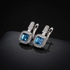 image:imageEVEVIC Square Austrian Crystal Earrings Halo Leverback Drop 14k White Gold Plated Earrings for Women Hypoallergenic Jewelry Giftblue