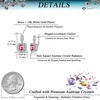 image:imageEVEVIC Square Austrian Crystal Earrings Halo Leverback Drop 14k White Gold Plated Earrings for Women Hypoallergenic Jewelry Giftpink