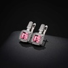 image:imageEVEVIC Square Austrian Crystal Earrings Halo Leverback Drop 14k White Gold Plated Earrings for Women Hypoallergenic Jewelry Giftpink