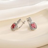image:imageEVEVIC Square Austrian Crystal Earrings Halo Leverback Drop 14k White Gold Plated Earrings for Women Hypoallergenic Jewelry Giftpink