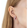 image:imageEVEVIC Square Austrian Crystal Earrings Halo Leverback Drop 14k White Gold Plated Earrings for Women Hypoallergenic Jewelry Giftred