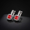 image:imageEVEVIC Square Austrian Crystal Earrings Halo Leverback Drop 14k White Gold Plated Earrings for Women Hypoallergenic Jewelry Giftred