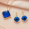 image:imageEVEVIC Square Austrian Crystal Necklace Earrings for Women Fashion 18K Gold Plated Hypoallergenic Jewelry SetBermuda Blue
