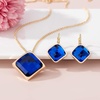 image:imageEVEVIC Square Austrian Crystal Necklace Earrings for Women Fashion 18K Gold Plated Hypoallergenic Jewelry SetBermuda Blue