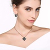 image:imageEVEVIC Square Austrian Crystal Necklace Earrings for Women Fashion 18K Gold Plated Hypoallergenic Jewelry SetBlack