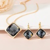 image:imageEVEVIC Square Austrian Crystal Necklace Earrings for Women Fashion 18K Gold Plated Hypoallergenic Jewelry SetBlack