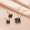 image:imageEVEVIC Square Austrian Crystal Necklace Earrings for Women Fashion 18K Gold Plated Hypoallergenic Jewelry SetBlack