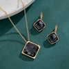 image:imageEVEVIC Square Austrian Crystal Necklace Earrings for Women Fashion 18K Gold Plated Hypoallergenic Jewelry SetBlack