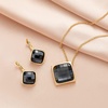 image:imageEVEVIC Square Austrian Crystal Necklace Earrings for Women Fashion 18K Gold Plated Hypoallergenic Jewelry SetBlack