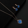 image:imageEVEVIC Square Austrian Crystal Necklace Earrings for Women Fashion 18K Gold Plated Hypoallergenic Jewelry SetBlue