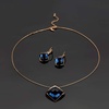 image:imageEVEVIC Square Austrian Crystal Necklace Earrings for Women Fashion 18K Gold Plated Hypoallergenic Jewelry SetBlue