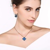 image:imageEVEVIC Square Austrian Crystal Necklace Earrings for Women Fashion 18K Gold Plated Hypoallergenic Jewelry SetBlue