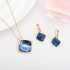 image:imageEVEVIC Square Austrian Crystal Necklace Earrings for Women Fashion 18K Gold Plated Hypoallergenic Jewelry SetBlue