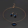 image:imageEVEVIC Square Austrian Crystal Necklace Earrings for Women Fashion 18K Gold Plated Hypoallergenic Jewelry SetBlue