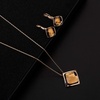image:imageEVEVIC Square Austrian Crystal Necklace Earrings for Women Fashion 18K Gold Plated Hypoallergenic Jewelry SetBrown