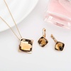 image:imageEVEVIC Square Austrian Crystal Necklace Earrings for Women Fashion 18K Gold Plated Hypoallergenic Jewelry SetBrown