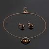 image:imageEVEVIC Square Austrian Crystal Necklace Earrings for Women Fashion 18K Gold Plated Hypoallergenic Jewelry SetBrown