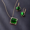 image:imageEVEVIC Square Austrian Crystal Necklace Earrings for Women Fashion 18K Gold Plated Hypoallergenic Jewelry SetEmerald