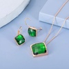 image:imageEVEVIC Square Austrian Crystal Necklace Earrings for Women Fashion 18K Gold Plated Hypoallergenic Jewelry SetEmerald