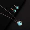 image:imageEVEVIC Square Austrian Crystal Necklace Earrings for Women Fashion 18K Gold Plated Hypoallergenic Jewelry SetGreen