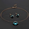 image:imageEVEVIC Square Austrian Crystal Necklace Earrings for Women Fashion 18K Gold Plated Hypoallergenic Jewelry SetGreen