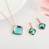 image:imageEVEVIC Square Austrian Crystal Necklace Earrings for Women Fashion 18K Gold Plated Hypoallergenic Jewelry SetGreen