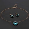 image:imageEVEVIC Square Austrian Crystal Necklace Earrings for Women Fashion 18K Gold Plated Hypoallergenic Jewelry SetGreen