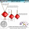 image:imageEVEVIC Square Austrian Crystal Necklace Earrings for Women Fashion 18K Gold Plated Hypoallergenic Jewelry SetRed