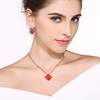 image:imageEVEVIC Square Austrian Crystal Necklace Earrings for Women Fashion 18K Gold Plated Hypoallergenic Jewelry SetRed