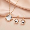 image:imageEVEVIC Square Austrian Crystal Necklace Earrings for Women Fashion 18K Gold Plated Hypoallergenic Jewelry SetWhite Clear