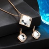 image:imageEVEVIC Square Austrian Crystal Necklace Earrings for Women Fashion 18K Gold Plated Hypoallergenic Jewelry SetWhite Clear