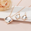 image:imageEVEVIC Square Austrian Crystal Necklace Earrings for Women Fashion 18K Gold Plated Hypoallergenic Jewelry SetWhite Clear