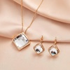 image:imageEVEVIC Square Austrian Crystal Necklace Earrings for Women Fashion 18K Gold Plated Hypoallergenic Jewelry SetWhite Clear